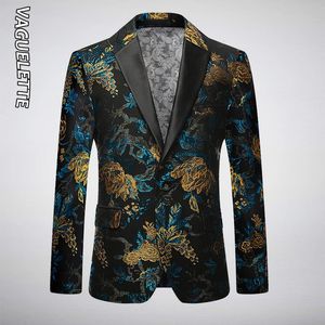 Vaguelette bordado floral padrão blazer para homens xale colarinho roupas de palco para homens elegante festa de casamento blazers ajuste fino 240312