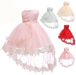 Flower Baby Girls Dress Dopklänningar för flickor 1: a år födelsedag spetsar släpande fest bröllop dopande baby spädbarnskläder y8545420
