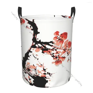 Laundry Bags Bathroom Basket Plum Blossom Of Traditional Chinese Painting Foldable Hamper Clothes Organizer