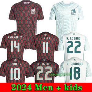 Yeni 2024 2025 Mexicos Jersey Evde Futbol Formaları Erkek Çocuklar 24 25 Mexicos H. Losano Chicharito C.