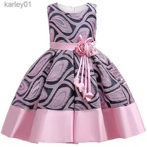 Girl's Dresses Baby Girls Flower Striped Dress For Girls Floral Wedding Party Dresses Kids Princess Christmas Dress Children Girls Clothing yq240327