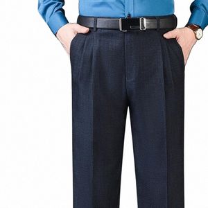 pantaloni da uomo a doppia piega pantaloni larghi pantaloni a vita alta per uomo casual busin pantaloni formali Dr spessore autunno inverno N4n8 #