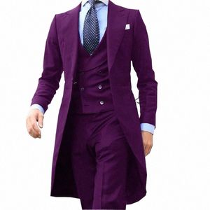 Royal Blue Lg Tail Coat 3 pezzi Gentleman Man Suit Smoking Da Sposo Moda Maschile Per Giacca Da Ballo Da Sposa Gilet C 707n #