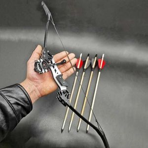 Bow Arrow 18 kg Mini Archery Recurve Bow Double Aiming Bow Arrows Real Feather Arrow för utomhusjakt Skytte pojkar Toy Sports YQ240327