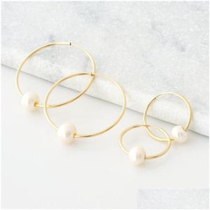 Hoop Huggie örhängen 14K guldfylld naturliga pärlsmycken brincos pendientes oorbellen boho droppleverans ot7hq