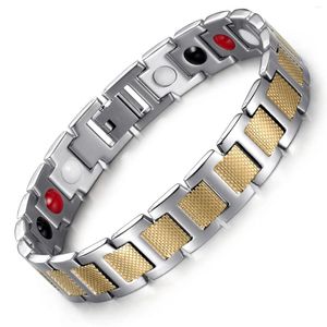Charm Bracelets Welmag Men Women Stainless Steel Magnetic Health Elements Germanium Magnet Jewerly 2024 Christmas Couple Gifts