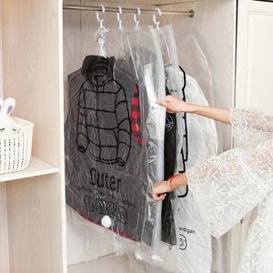 Sacos de armazenamento penduram bolsa de vácuo transparente para roupas de organizador de economia de pacote dobrável de pacote de vestuário de roupas à prova de pó