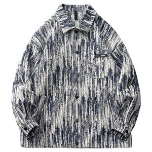 Casal lavado denim casaco masculino oversize china-chique americano fio colorido textura gradual jaqueta feminina a1