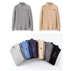 2024 Mens Designer Polo maglione in pile S camicie spessa mezza cerniera collo alto pullover caldo sottile maglia maglieria maglioni piccolo cavallo marca cotone popolare556