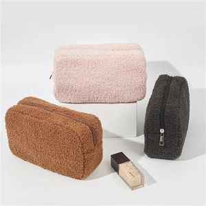 Storage Bags Plush Cosmetic Bag Women Girl Large Capacity Cute Stationery Travel Makeup Organizer Females Toiletry Pouch