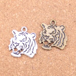 27 pezzi argento antico placcato bronzo testa di tigre ruggente pendenti con ciondoli collana fai da te braccialetto braccialetto risultati 27 24mm257S