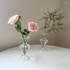 Vasen, kreative dekorative Blume, transparente Glasvase, nordische einfache Büro-Wohnzimmer-Desktop-Ornamente
