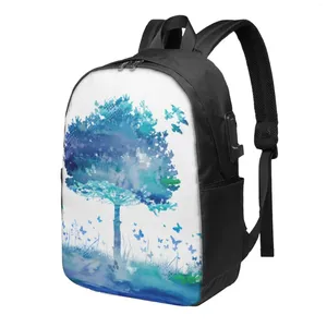 Backpack Trees And Butterflies Large Capacity School Notebook Fashion Waterproof Adjustable Travel Sports