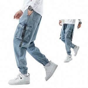 Männer Jogger Cargo Denim Hosen Baggy Harem Japanischen Streetwear Styke Männlichen Knöchel Harajuku Lässige Hip Hop Jeans Hosen Männer 783J #