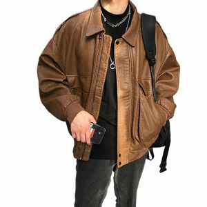 Herren Lederjacke Schwarz Weiche Kunstlederjacke Motorrad Fahrrad Fi Lederjacke Herren Bomb Pocket w1wq #