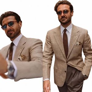 Smart Casual Men Checke Tuxedos Notched Lapel Blazer Przystojny niestandardowy impreza PROM BUSNI Suits 1 -Piece Set G8dt#