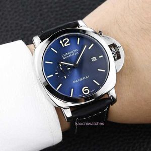 Lyxklockor för mekaniska klockor Panerrais 44mm Blue Plate Men S Watch Brand Italy Sport armbandsur