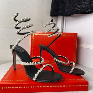 Designer Sandals Crystal pendant High Heels Women Open Toe Stiletto Heel Classic Sandal Fashion Stylist Shoes Dust Bag