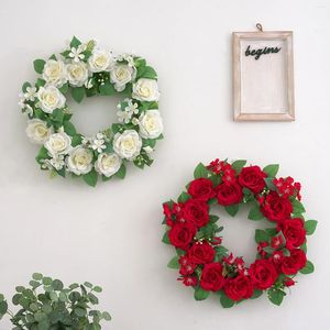 Decorative Flowers Rose Stunning Spring Door Wreath Silk Flower Natural Vine Branches Rattan Creative Parents Gifts Vintage Home Decor