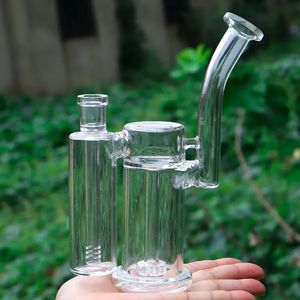 Double Chamber Hookahs Recycler Glass Bong Tornado Dab Rigs Smoking Water Pipe Heady Pipes Showerhead Percolator Shishas Size 14mm joint Bowl Wholesale