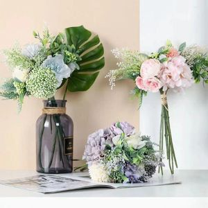 Dekorativa blommor 1 Bukett av hortensisimulering Flower Plant Bonsai Wedding Decoration Ins Wind Rose