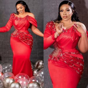 2024 Plus Size Aso Ebi Prom Dresses For Black Women Mermaid Illusion Promdress Formell klänning för speciella tillfällen Fjäderfjäder med pärlor födelsedagsklänningar GALA -klänningar AM581