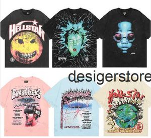 A marca de moda americana Hellstar Abstract body adota estampa divertida vintage de alta qualidade de algodão duplo designer casual camisetas de manga curta para homens e mulheres