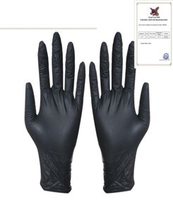 Engångsskyddande svarta handskar 100 st hushållsrengöring tvätthandskar nitril laboratori nagelkonst tatuering antistatisk handskar7767637