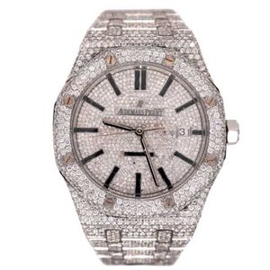 Diamonds AP Watch APF Factory VVS Iced Out Moissanite CAN CAN PREST TEST JANDAY ROYAL ROYAL 41MM MENS Steel Out 25 CARAT 15400STZBU0
