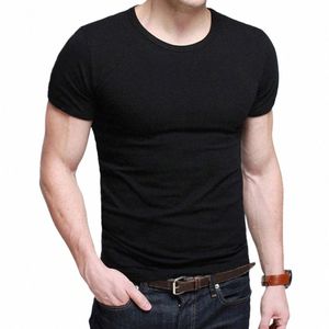 Lycra Men's T-shirt Kort ärm Män t-shirt o-hals Slim Solid Color Half Sleeved Man Tee Shirt 2024 Mrmt Men T Shirt Clothing K9xj#