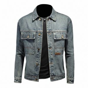Jaqueta jeans clássica retrô masculina, outono, tendência de rua, bonito, à prova de vento, roupas masculinas, alta rua, casual, jaqueta de lapela a2a2 #