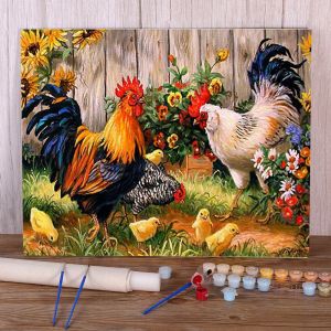 Number Animal Chicken Painting By Numbers Set Acrylic Paints 40*50 Painting On Canvas Decoration For Children For Drawing Art