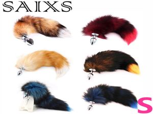 New Anal butt Plug Metal Real Fox Tails Anal Sex Toys Sex Games Role play Cosplay Toys S plug Drop 2537621