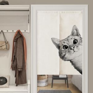Curtains Funny Black White Cat Pattern Door Curtain Bedroom Kitchen Restaurant Noren Home Entrance Doorway Partition Decoration Curtains