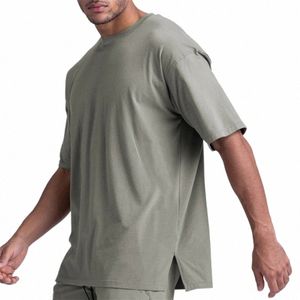 men Running Sports Loose Oversized T-shirt Fitn Thavag Short Sleeve Cott Summer Men's Bodybuilding Workout Top Man 22md#