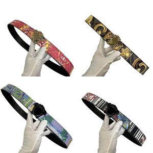 Wholesale designer leather belt black lychee pattern smooth buckle adjustable waistband plated gold standard width belts for women western style hj087 C4
