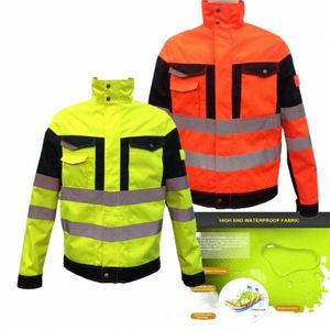 man's Work Wear Jacket Reflective Jacket High Visibility Jacket waterproof water-resistant coat free ship z9Yf#