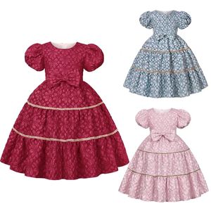 Süßes und modisches Baby-Mädchen-Kleid mit Schleife, Prinzessinnen-Kleidung, Geburtstagsgeschenk für Kinder, 240326
