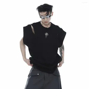 Men's Tank Tops Summer Niche Deconstructed Three-dimensional Metal Buckle Vest Loose Casual Personality High Street Sleeveless T-shirts