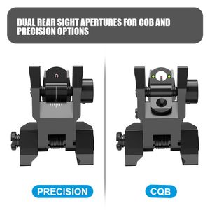 CQB 전면 및 후면 광경 접이식 직각 광섬유 광경 기계 알루미늄 재료 시각