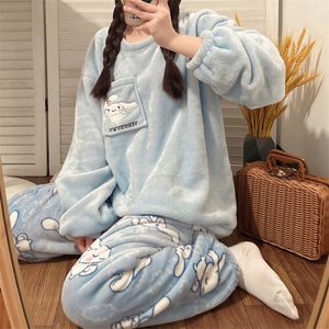 Pazen pijama kadın mercan kadife ins stil sevimli sinnamoroll sonbahar ve kış ev kıyafetleri yıpranabilir
