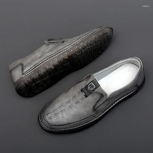Casual Shoes Crocodile Skin Man Loafer Genuine Leather Slip On Flats Moccasins Handmade Luxury Dress Driving