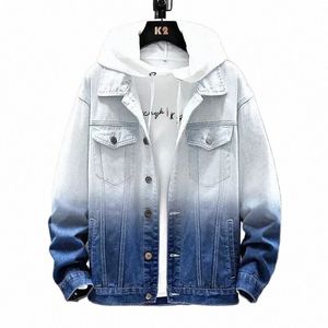 jeansrock för män hiphop estetiska denim jackor man lös gradient färg vinter 2023 fi slitna billiga pris stilfulla d8qd#