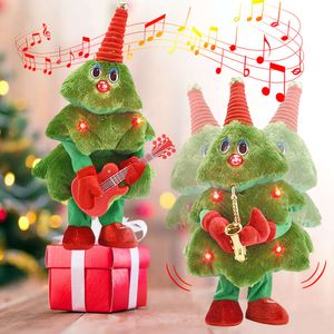 새로운 크리스마스 전기 재미있는 노래 춤추는 음악 크리스마스 나무 플러시 인형 장난감 아이 걸 소년 소년 나비 다드 노엘 장식