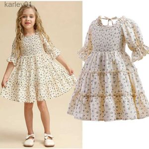 Abiti da ragazza Elegante vestito casual per ragazza per l'estate 3-8 anni Vestiti per bambini per principessa Tutu Compleanno per bambini Fiore Abito a maniche corte per bambini yq240327