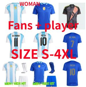 24 25 Argentina Soccer Jerseys記念選手バージョンMessis Dybala dybala Dybala Maria Martinez de Paul Maradona Men Kid 2024 Copa America Cup Camisetasゴールキーパー