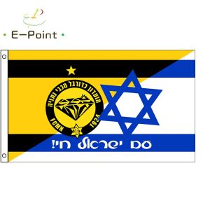 Tillbehör Maccabi Netanya FC med Israel Flag 60x90cm (2x3ft) 90x150cm (3x5 ft) Dekorationsbanner för hem och trädgård