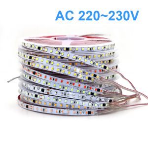 AC220V 230V 5M 600 LED 스트립 2835 120LEDS/M 홈 램프 스트립 레드 아이스 블루 그린 옐로우 핑크 유연성 및 절단 가능한 소프트 램프 바