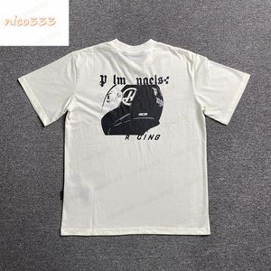 Capacete de corrida letras impressas algodão em torno do pescoço solto versátil verão masculino e feminino moda casual camiseta manga curta