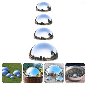 Decorative Figurines 4 Pcs Mirror Wall Decor Summer Garden Lawn Reflective Ball Stainless Steel Ground Decoration Set Gazing Globe